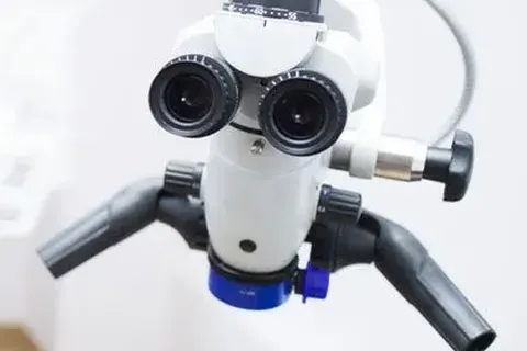 High-magnification microscope used for precision dental work